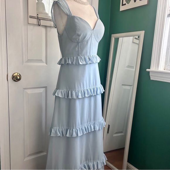 Revelry Sloane Chiffon Tiered Dress in Periwinkle 4 - Picture 11 of 14